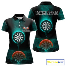 Load image into Gallery viewer, Thunder Dartboards Women's Darts Shirt - Custom Name &amp; Team | Opt2 - Turquoise Orange NYN0632