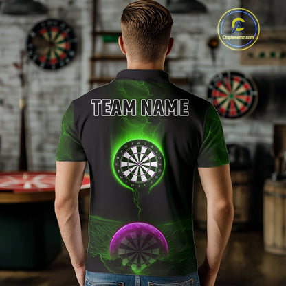 Thunder Dartboards Men's Darts Shirt - Custom Name & Team | Opt3 - Green Purple NYN0633