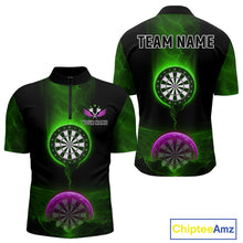 Load image into Gallery viewer, Thunder Dartboards Men's Darts Shirt - Custom Name &amp; Team | Opt3 - Green Purple NYN0633