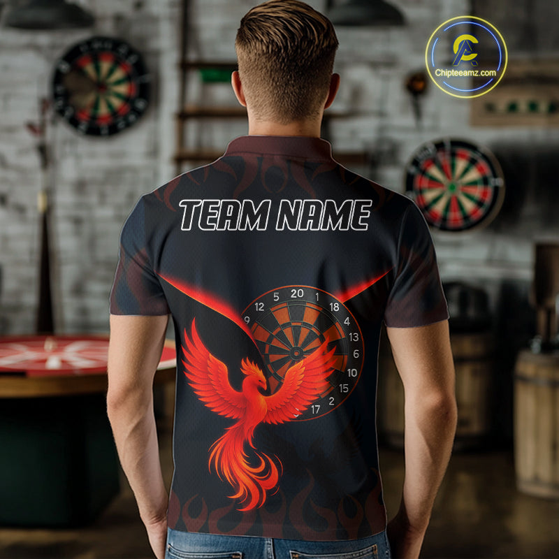 Phoenix Flame Dartboards Men's Darts Shirt - Custom Name & Team Jersey | Opt1 - Orange  NYN0636