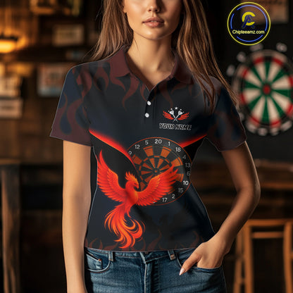 Phoenix Flame Dartboards Women's Darts Shirt - Custom Name & Team Jersey | Opt1 - Orange  NYN0636