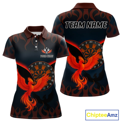 Phoenix Flame Dartboards Women's Darts Shirt - Custom Name & Team Jersey | Opt1 - Orange  NYN0636