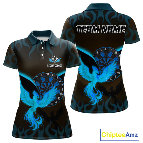 Phoenix Flame Dartboards Women's Darts Shirt - Custom Name & Team Jersey | Opt2 - Turquoise NYN0637