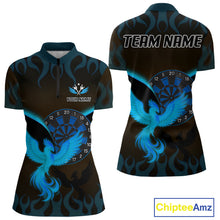 Load image into Gallery viewer, Phoenix Flame Dartboards Women&#39;s Darts Shirt - Custom Name &amp; Team Jersey | Opt2 - Turquoise NYN0637