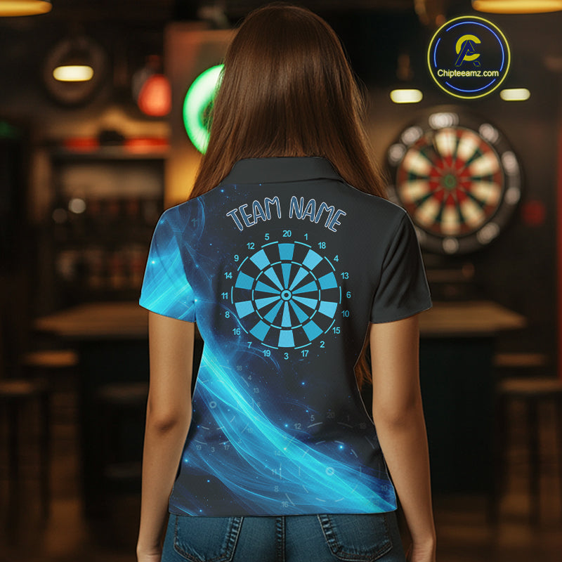 Dartboard 3D Lightning Darts Shirt For Women Custom Name & Team Jersey | Opt1 - Blue NYN0645