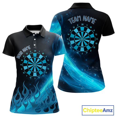 Dartboard 3D Lightning Darts Shirt For Women Custom Name & Team Jersey | Opt1 - Blue NYN0645