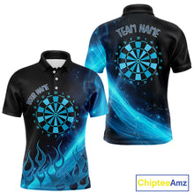 Load image into Gallery viewer, Dartboard 3D Lightning Darts Shirt For Men Custom Name &amp; Team Jersey | Opt1 - Blue NYN0645
