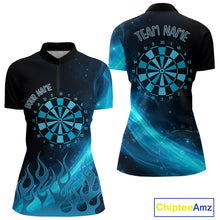 Load image into Gallery viewer, Dartboard 3D Lightning Darts Shirt For Women Custom Name &amp; Team Jersey | Opt1 - Blue NYN0645