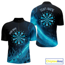 Load image into Gallery viewer, Dartboard 3D Lightning Darts Shirt For Men Custom Name &amp; Team Jersey | Opt1 - Blue NYN0645