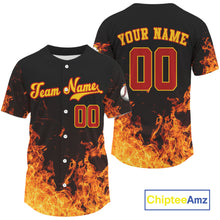 Load image into Gallery viewer, Custom Flaming Baseball Ball Jersey For Men Personalized Youth Baseball Shirt NYN0836