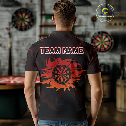 Red Flames Eagle Dartboard Custom Polo Darts Jerseys For Men, Darts Team Shirt Uniform NYN0851