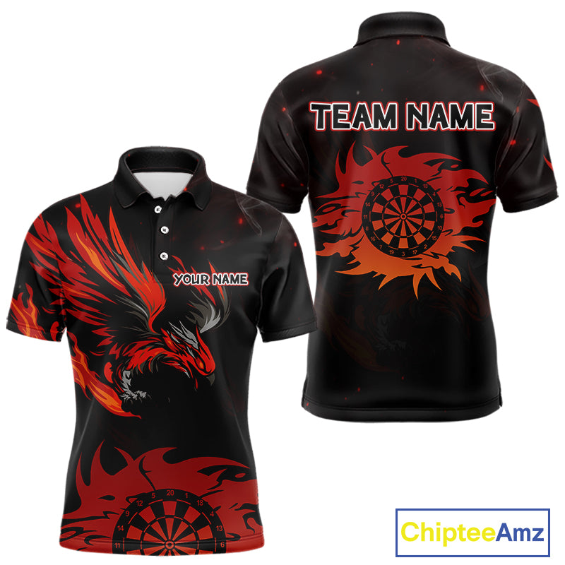 Red Flames Eagle Dartboard Custom Polo Darts Jerseys For Men, Darts Team Shirt Uniform NYN0851