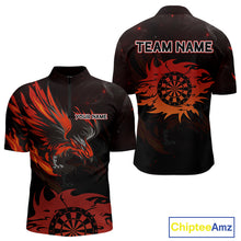 Load image into Gallery viewer, Red Flames Eagle Dartboard Custom 1/4-Zip Darts Jerseys For Men, Darts Team Shirt Uniform NYN0851