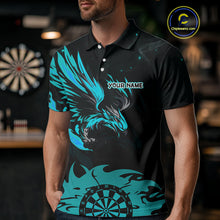Load image into Gallery viewer, Turquoise Flames Eagle Dartboard Custom Polo Darts Jerseys For Men, Darts Team Shirt Uniform NYN0852