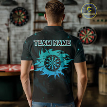 Load image into Gallery viewer, Turquoise Flames Eagle Dartboard Custom Polo Darts Jerseys For Men, Darts Team Shirt Uniform NYN0852