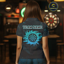 Load image into Gallery viewer, Turquoise Flames Eagle Dartboard Custom Polo Darts Jerseys For Women, Darts Team Shirt Uniform NYN0852