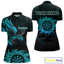 Load image into Gallery viewer, Turquoise Flames Eagle Dartboard Custom 1/4-Zip Darts Jerseys For Women, Darts Team Shirt Uniform NYN0852