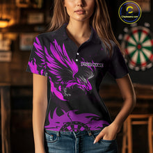 Load image into Gallery viewer, Purple Flames Eagle Dartboard Custom Polo Darts Jerseys For Women, Darts Team Shirt Uniform NYN0853
