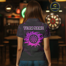 Load image into Gallery viewer, Purple Flames Eagle Dartboard Custom Polo Darts Jerseys For Women, Darts Team Shirt Uniform NYN0853