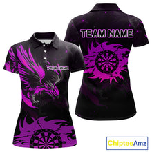 Load image into Gallery viewer, Purple Flames Eagle Dartboard Custom Polo Darts Jerseys For Women, Darts Team Shirt Uniform NYN0853