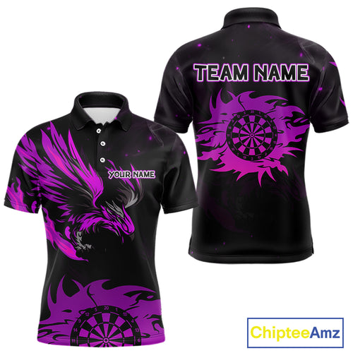 Purple Flames Eagle Dartboard Custom Polo Darts Jerseys For Men, Darts Team Shirt Uniform NYN0853
