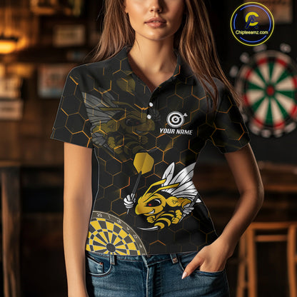 Bee & Dart Arrow Honeycomb Darts Shirt For Women Custom Name & Team Jersey | Opt1 NYN0651