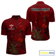 Load image into Gallery viewer, Cracked Dartboard Broken Glass Men's Darts Shirt Custom Name &amp; Team | Opt2 - Red NYN0654