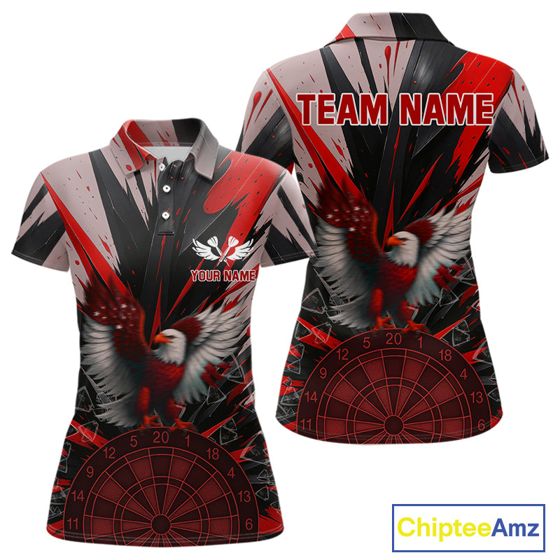 Eagle Dartboard Broken Glass Women's Darts Shirt Custom Name & Team | Opt1 - Red NYN0656
