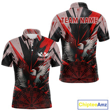 Load image into Gallery viewer, Eagle Dartboard Broken Glass Men's Darts Shirt Custom Name &amp; Team | Opt1 - Red NYN0656