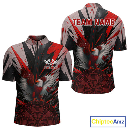 Eagle Dartboard Broken Glass Men's Darts Shirt Custom Name & Team | Opt1 - Red NYN0656