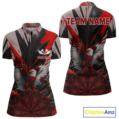 Eagle Dartboard Broken Glass Women's Darts Shirt Custom Name & Team | Opt1 - Red NYN0656