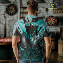 Load image into Gallery viewer, Eagle Dartboard Broken Glass Men's Darts Shirt Custom Name &amp; Team | Opt2 - Turquoise NYN0657