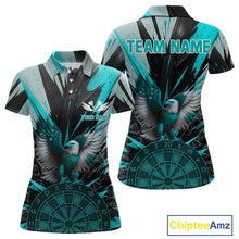 Load image into Gallery viewer, Eagle Dartboard Broken Glass Women's Darts Shirt Custom Name &amp; Team | Opt2 - Turquoise NYN0657