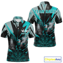 Load image into Gallery viewer, Eagle Dartboard Broken Glass Men's Darts Shirt Custom Name &amp; Team | Opt2 - Turquoise NYN0657