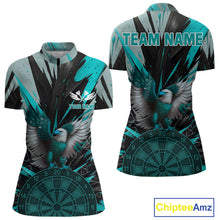 Load image into Gallery viewer, Eagle Dartboard Broken Glass Women's Darts Shirt Custom Name &amp; Team | Opt2 - Turquoise NYN0657