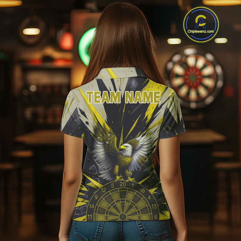 Eagle Dartboard Broken Glass Women's Darts Shirt Custom Name & Team | Opt3 - Yellow NYN0658