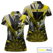 Load image into Gallery viewer, Eagle Dartboard Broken Glass Women's Darts Shirt Custom Name &amp; Team | Opt3 - Yellow NYN0658
