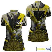 Load image into Gallery viewer, Eagle Dartboard Broken Glass Women's Darts Shirt Custom Name &amp; Team | Opt3 - Yellow NYN0658
