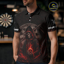 Load image into Gallery viewer, Custom Red Skull Dartboard Grunge Polo Darts Jerseys For Men, Darts Team Shirt Uniform NYN0869