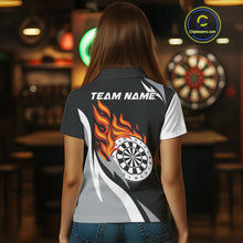 Load image into Gallery viewer, Custom Orange Flame Dartboard Darts Jersey For Women Outfit Dart Team Jersey NYN1269