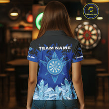 Load image into Gallery viewer, Funny Ice Pattern &amp; Blue Dartboard Darts Team Shirt For Women - Customizable Name NYN0386