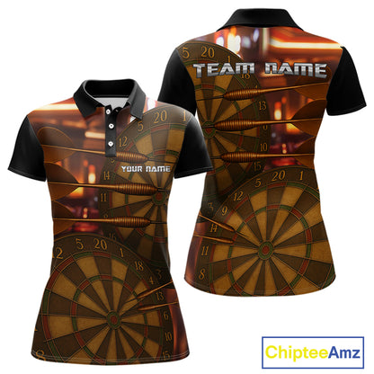 Gold Dartboard & Dart Arrows Pattern, Darts Team Shirt For Women - Customizable Name NYN0387