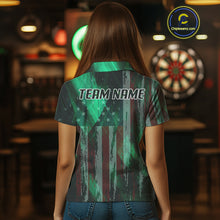 Load image into Gallery viewer, American Flag Eagle Dartboard Women's Darts Shirt Custom Name &amp; Team | Opt1 - Green NYN0659