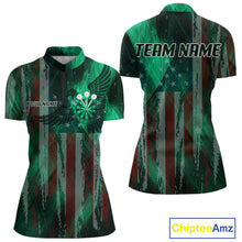 Load image into Gallery viewer, American Flag Eagle Dartboard Women's Darts Shirt Custom Name &amp; Team | Opt1 - Green NYN0659