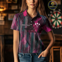 Load image into Gallery viewer, American Flag Eagle Dartboard Women's Darts Shirt Custom Name &amp; Team | Opt2 - Pink NYN0660