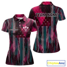 Load image into Gallery viewer, American Flag Eagle Dartboard Women's Darts Shirt Custom Name &amp; Team | Opt2 - Pink NYN0660