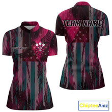 Load image into Gallery viewer, American Flag Eagle Dartboard Women's Darts Shirt Custom Name &amp; Team | Opt2 - Pink NYN0660