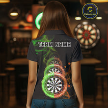 Load image into Gallery viewer, Smoke Thunder Dartboards Women's Darts Shirt Custom Name &amp; Team | Opt2 - Green Orange NYN0663