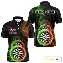 Load image into Gallery viewer, Smoke Thunder Dartboards Men's Darts Shirt Custom Name &amp; Team | Opt2 - Green Orange NYN0663