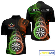Load image into Gallery viewer, Smoke Thunder Dartboards Men's Darts Shirt Custom Name &amp; Team | Opt2 - Green Orange NYN0663